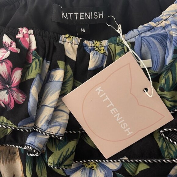 Kittenish 2PC Set Womens Medium Crop Top Wide Leg Pants Tropical Floral Vacation - Picture 14 of 14